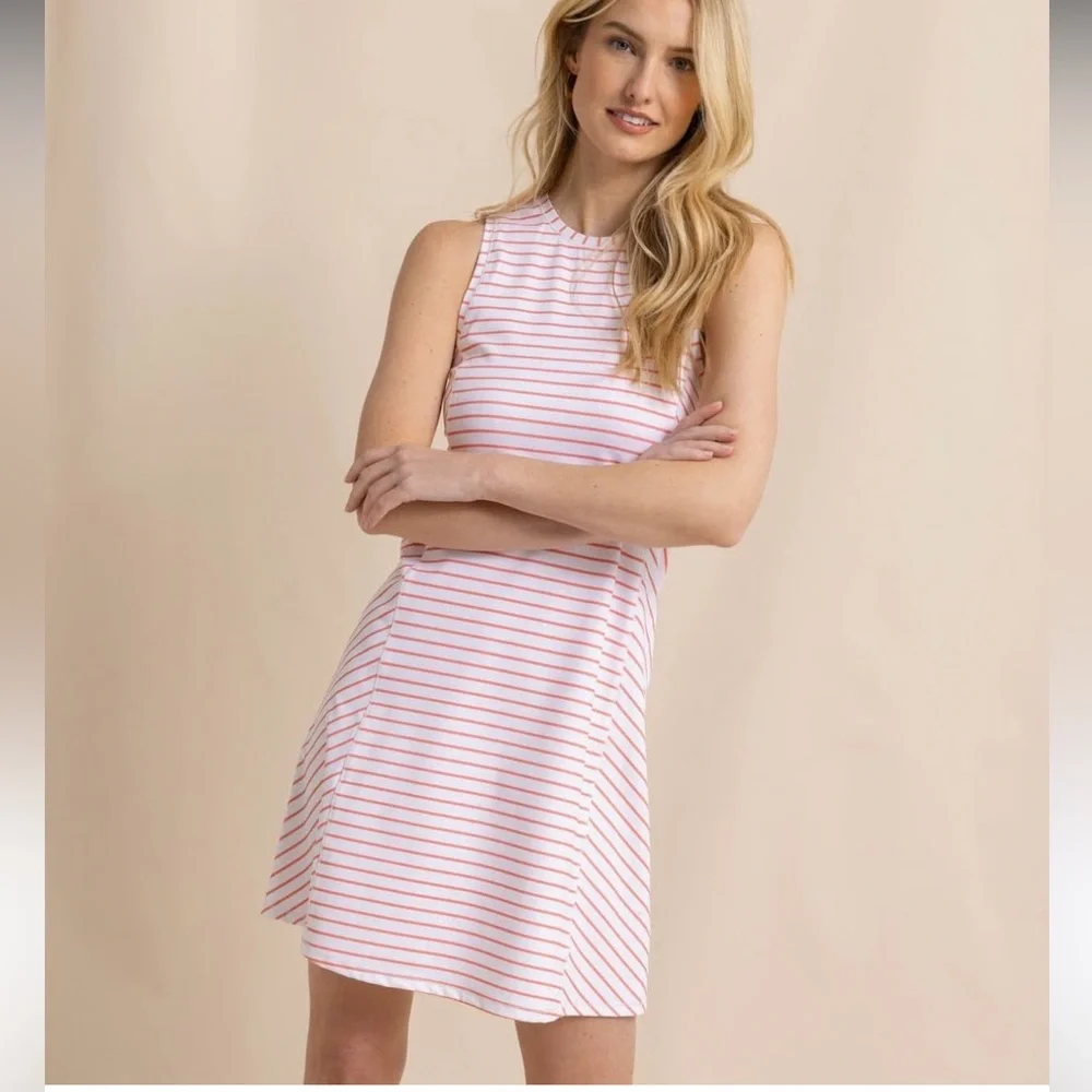 Southern Tide Lyllee Perfromance Golf Outdoor Striped Sleeveless Dress